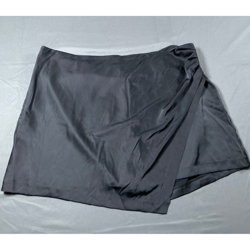 Abercrombie & Fitch Black Satin Wrap Skort XL 143-200-0282-900 NWT Chic Glam